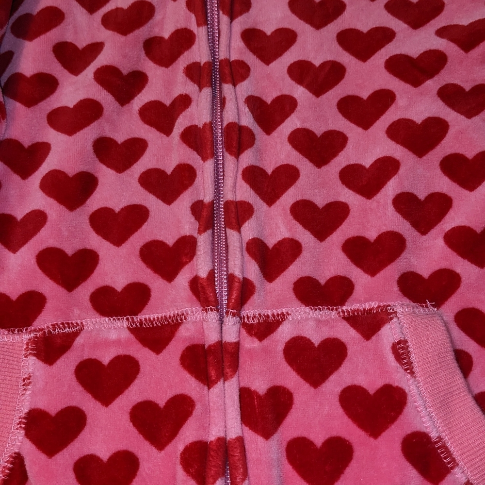 GapKids Vintage Y2K Heart Zip Up Hoodie Velour Girls XXL 14-16 Pink Red Full Zip - Picture 11 of 11